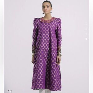 Elegant Purple Patterned Women's Dress